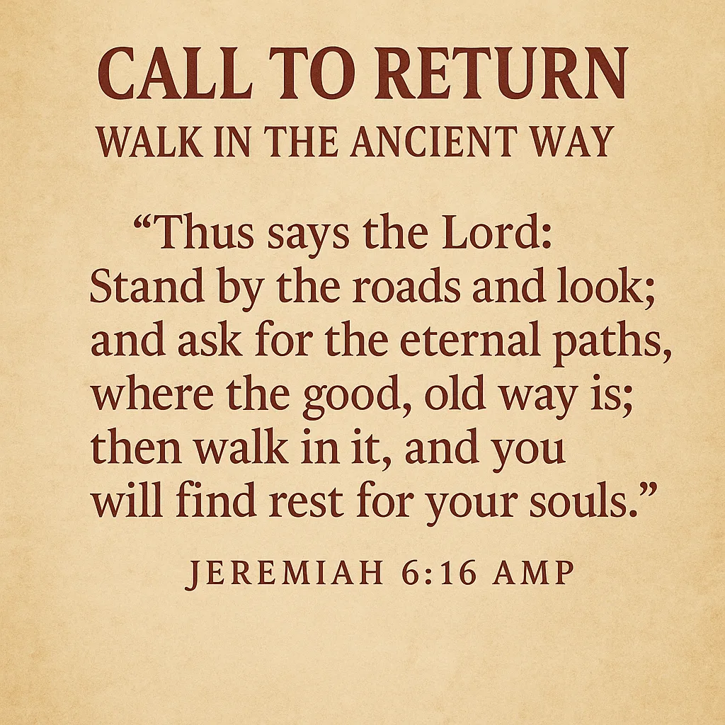 “Thus says the Lord: Stand by the roads and look; and ask for the eternal paths, where the good, old way is; then walk in it, and you will find rest for your souls.” (Jeremiah 6:16, AMP)