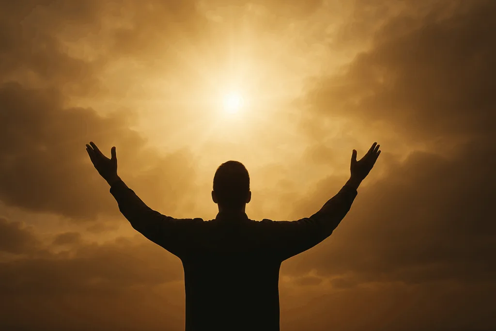 Silhouette worshiping God — The Eternal Creator Reigns — Return to Him